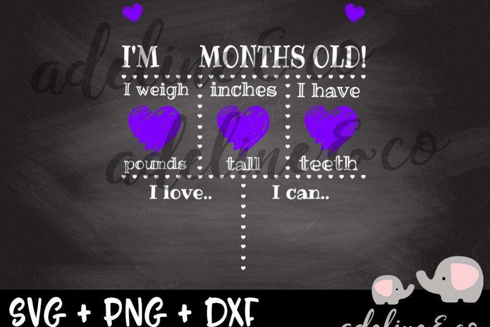 Milestone chalkboard SVG PNG DXF example image 1
