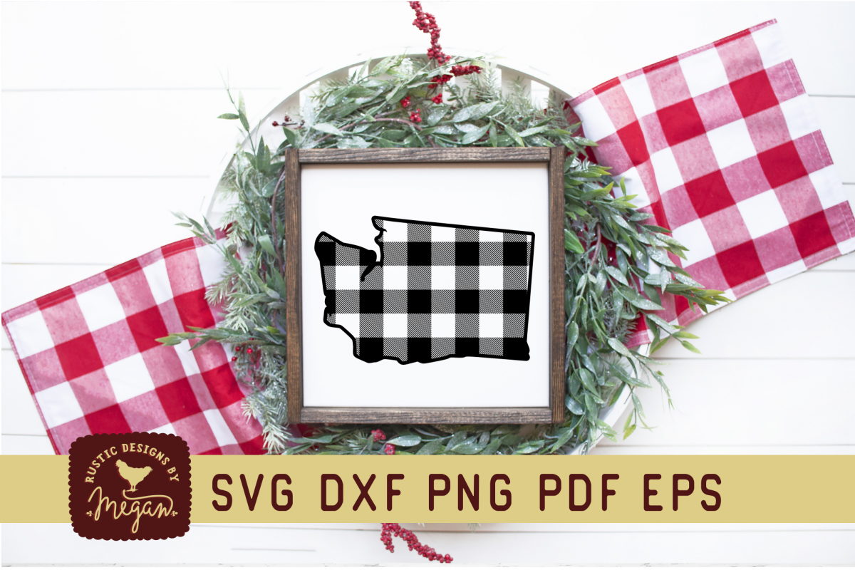 Washington Buffalo Plaid State SVG DXF Cut File example image 1