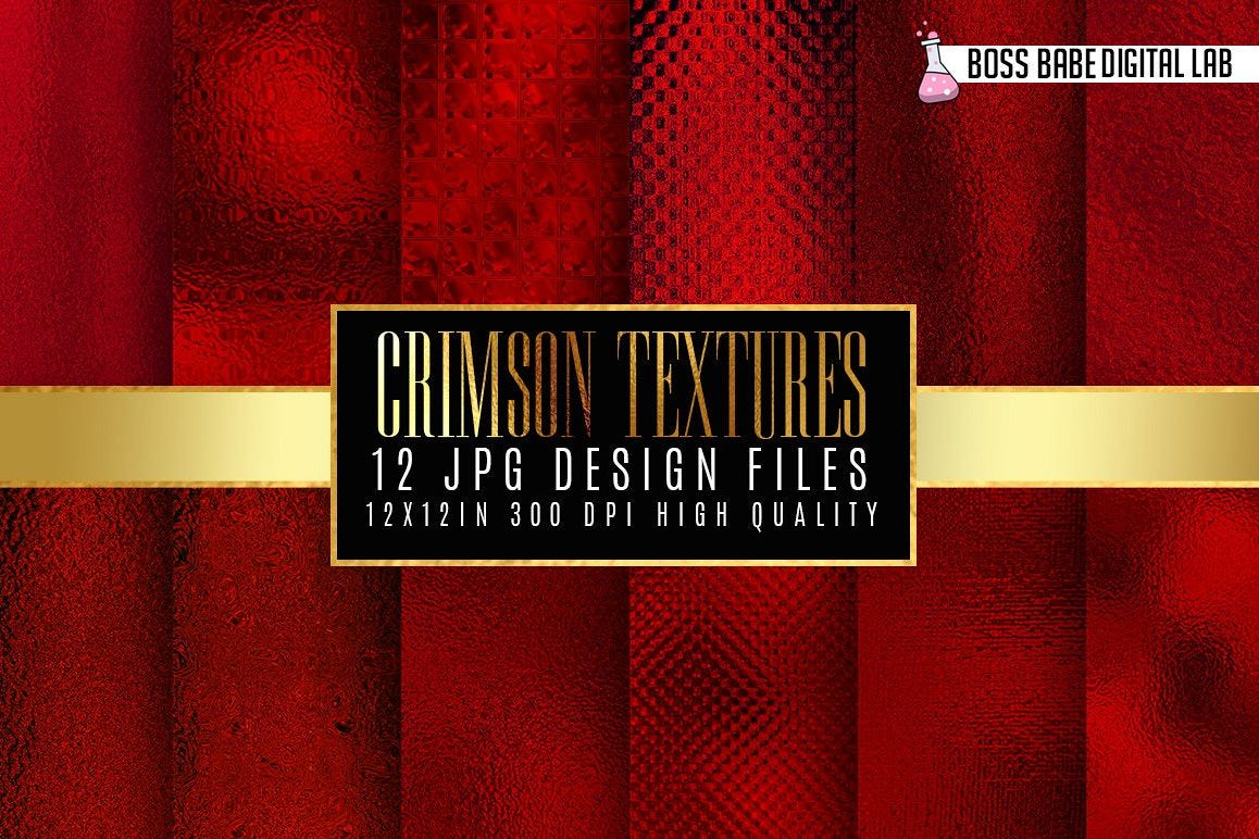 Crimson Red Digital Papers example image 1