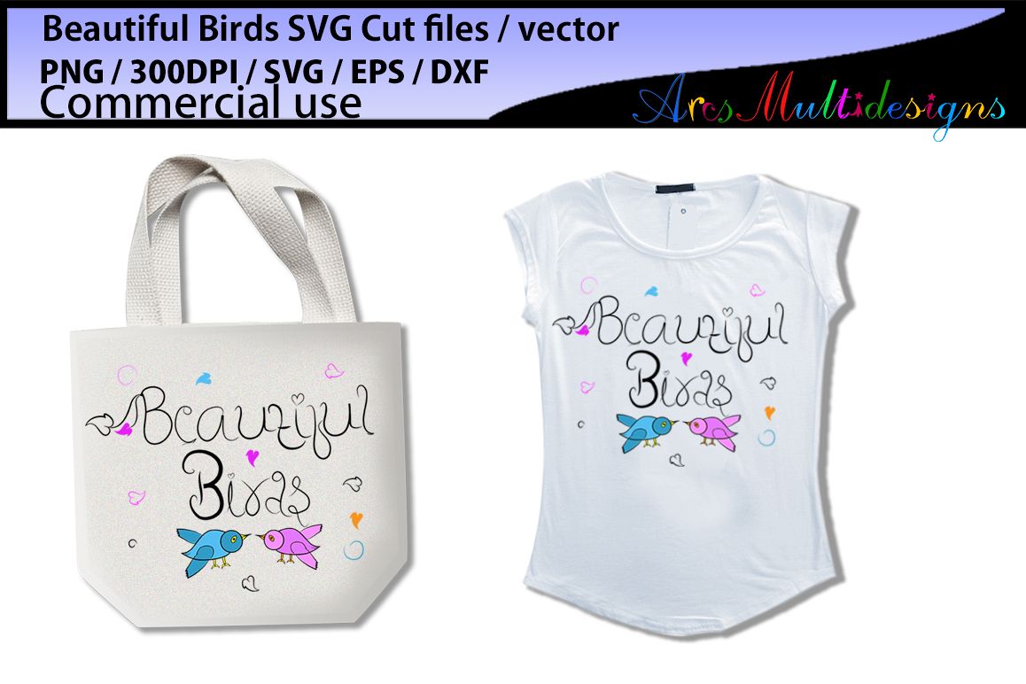 Beautiful birds SVG, EPS, Dxf, Png, Pdf, Jpg / hand drawn SVG cut file vector / Commerical & personal use example image 1