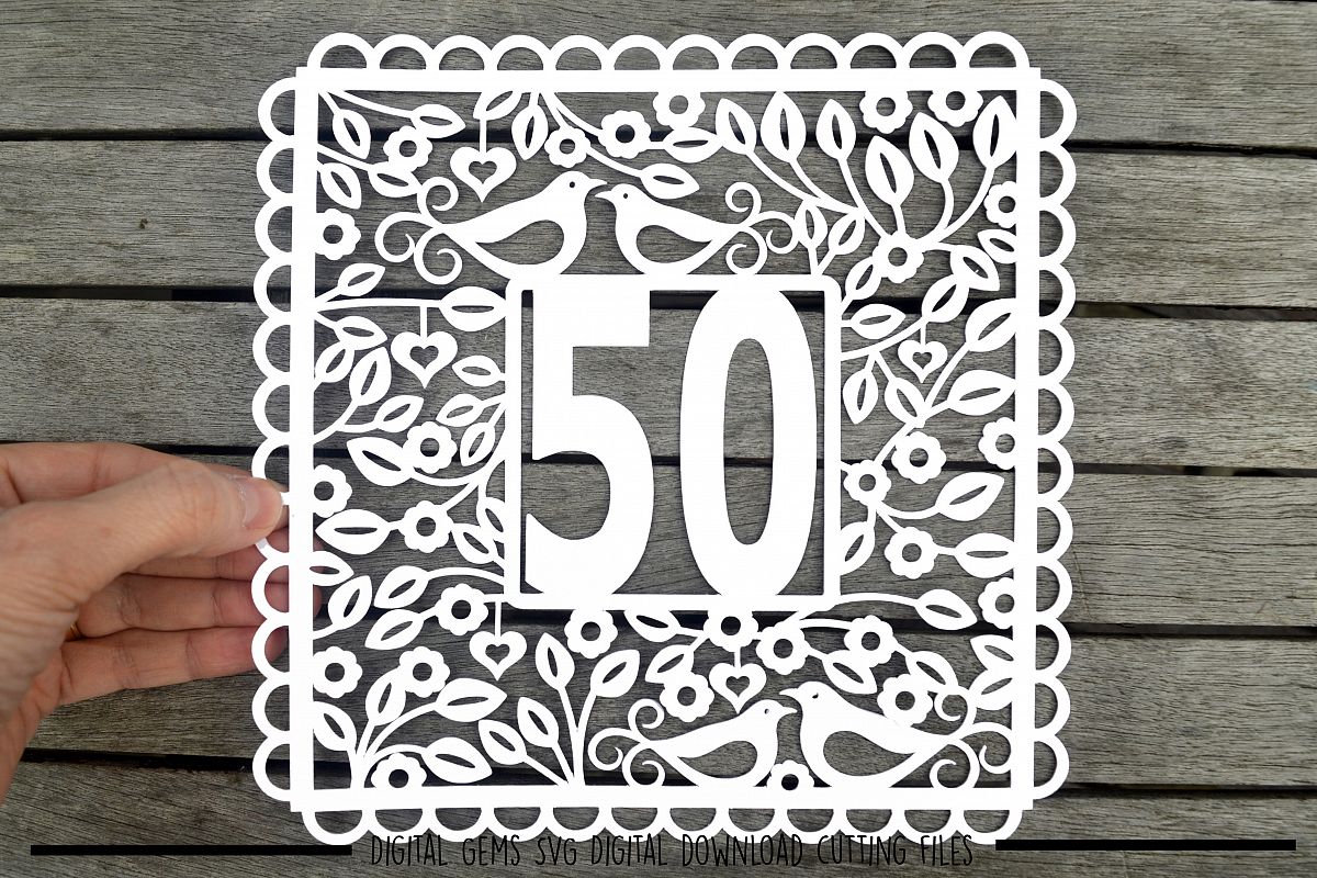 Number 50 paper cut SVG / DXF / EPS files example image 1
