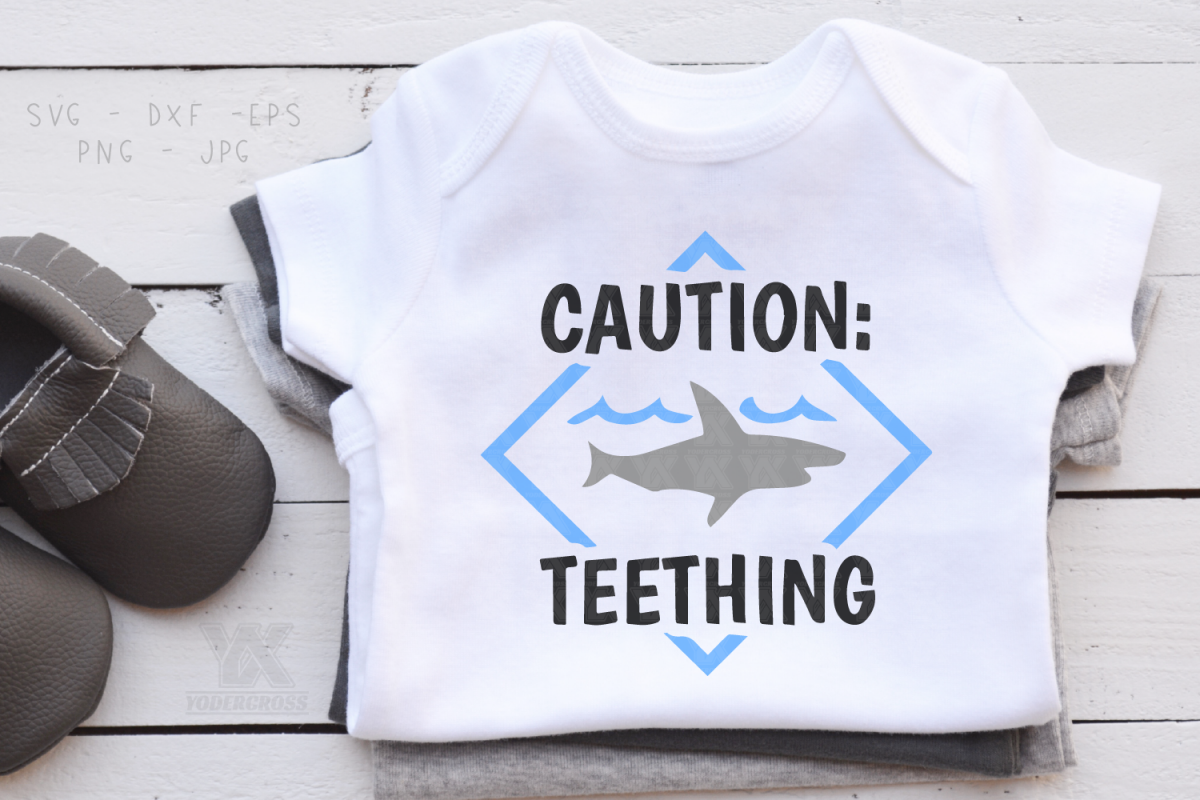 Caution Teething Shark SVG example image 1