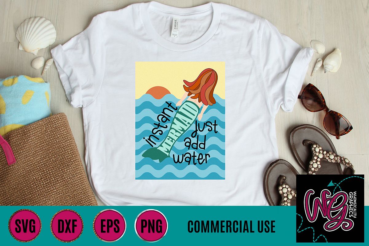 Instant Mermaid Just Add Water SVG DXF PNG EPS Comm example image 1