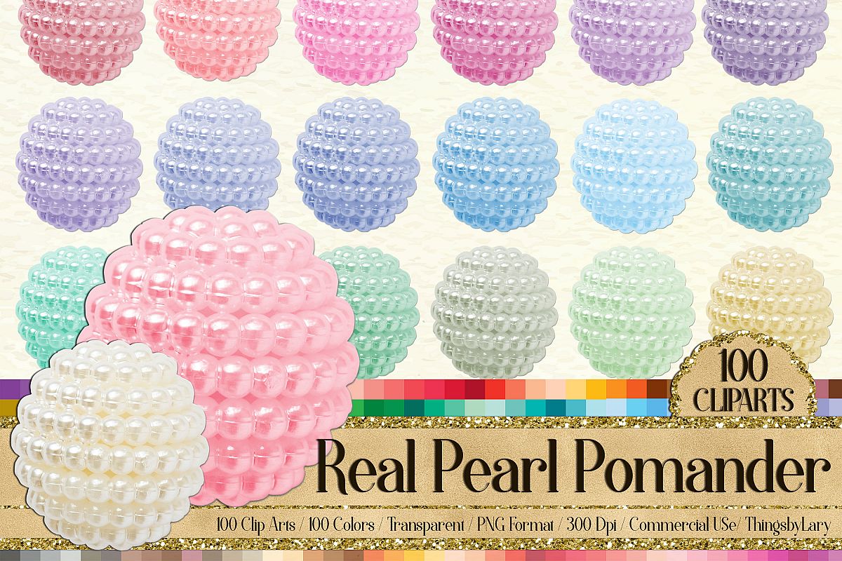 100 Pearl Pomander Digital Clip Art Jewelry Pearl Ball Image example image 1