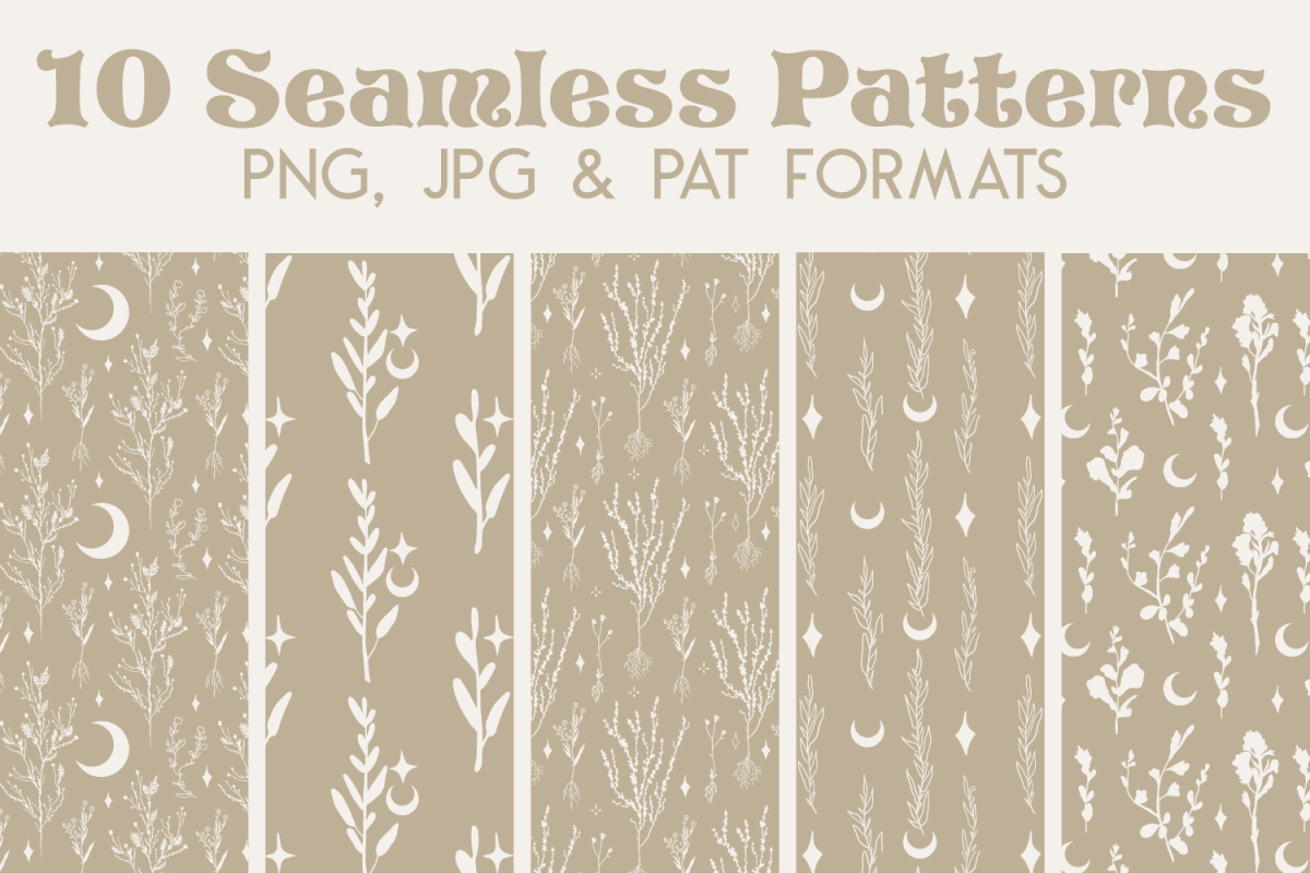 Beige Witchy Moon Digital Paper - Seamless Photoshop Pattern example image 1