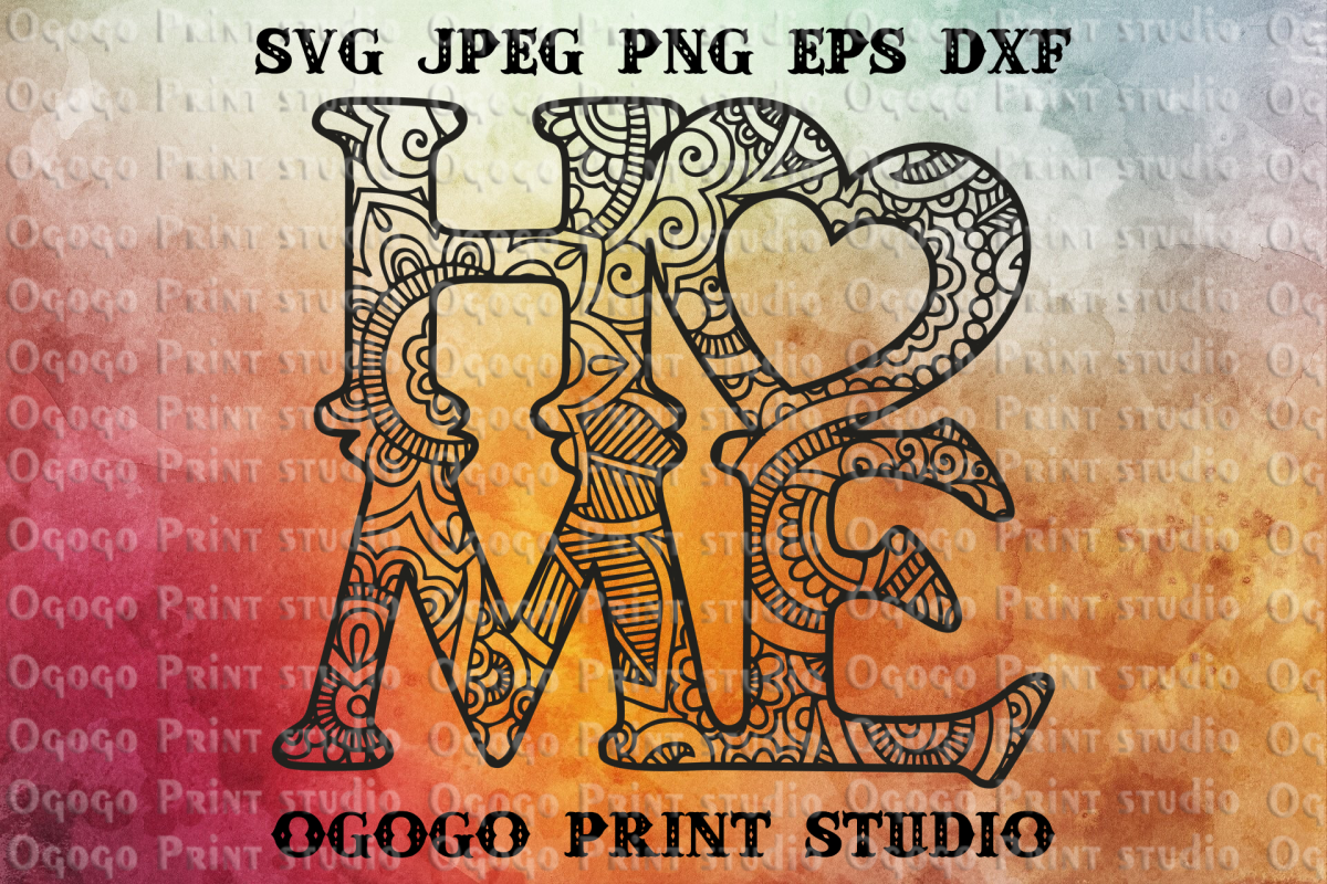 Home svg, Heart SVG, Mandala svg, Sweet home svg, Zentangle example image 1