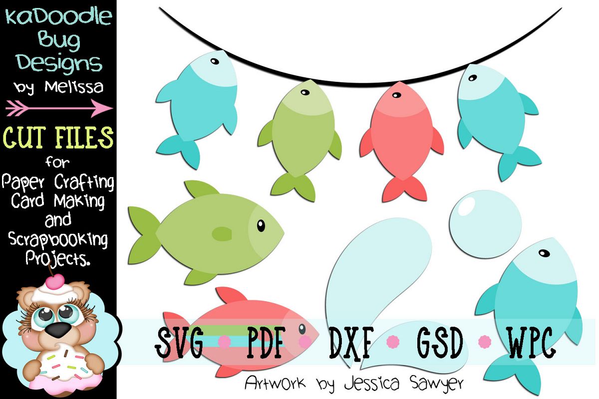 Let's Go Fishing Cut File - SVG PDF DXF GSD WPC - 7 Pieces example image 1