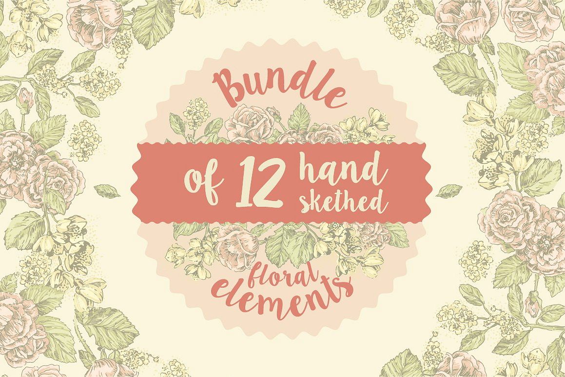 12 handsketched flower elements example image 1