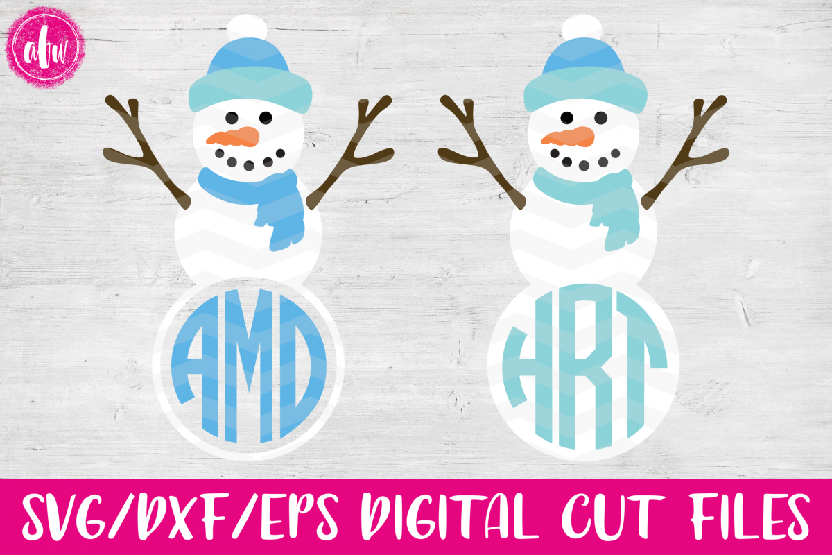 Monogram Snowman - SVG, DXF, EPS Cut File example image 1