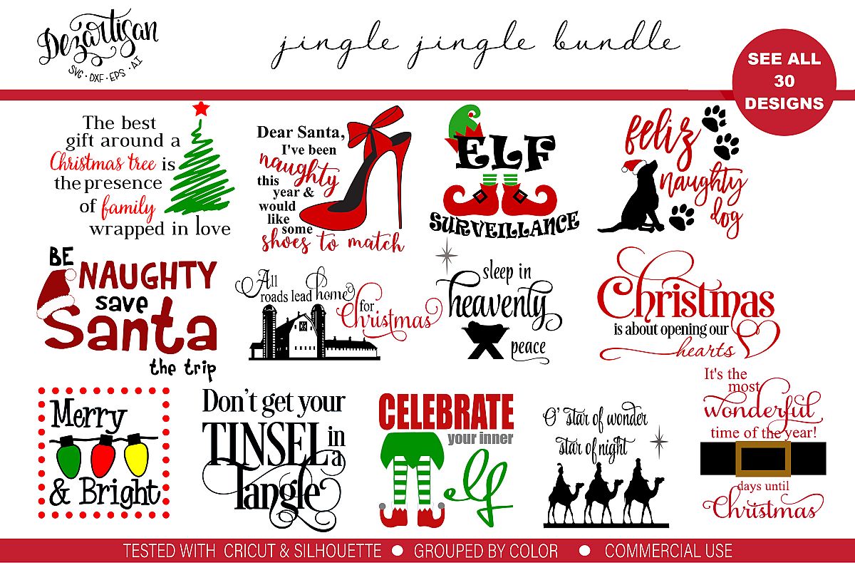 Jingle Jingle Bundle of 30 SVG DXF Cut Files example image 1