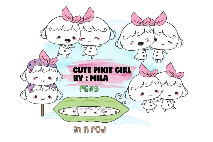 KAWAII GIRL CLIPART BUNDLE PNG example image 1
