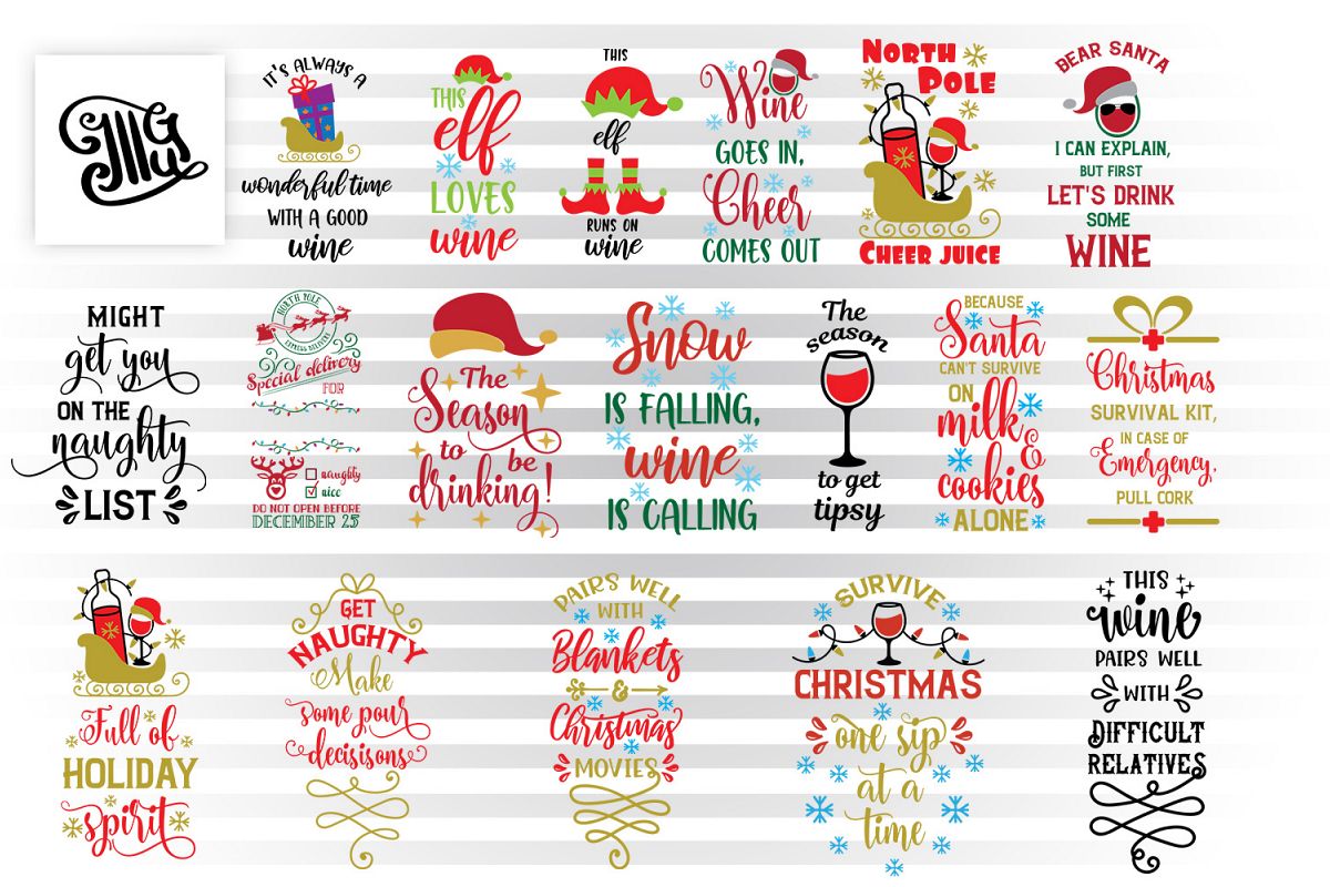 Christmas wine bag svg bundle example image 1
