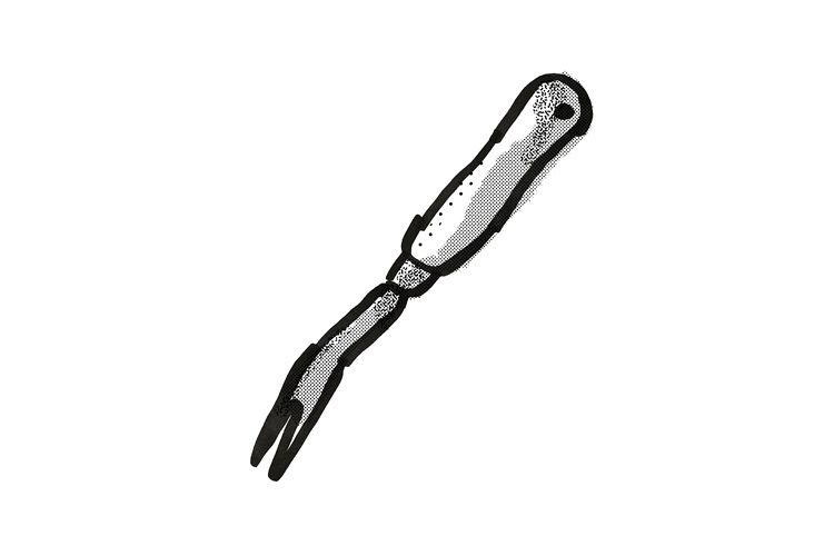 Hand Weeder Cartoon Retro Drawing example image 1