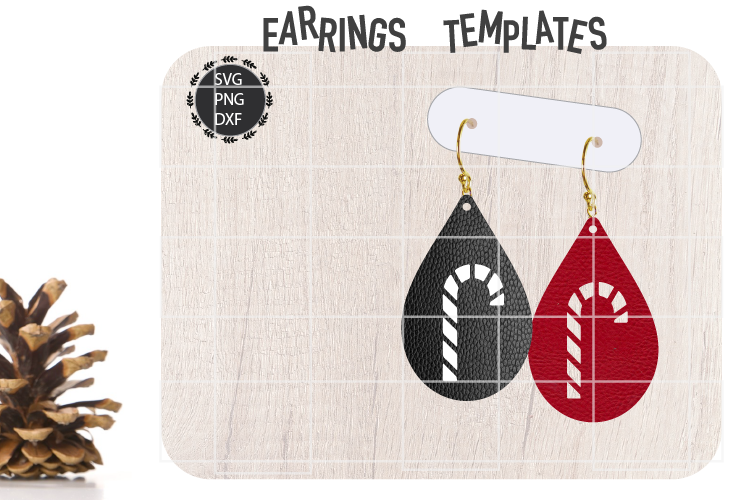 Christmas Candy Earrings Svg, Christmas Earrings Svg Templat example image 1
