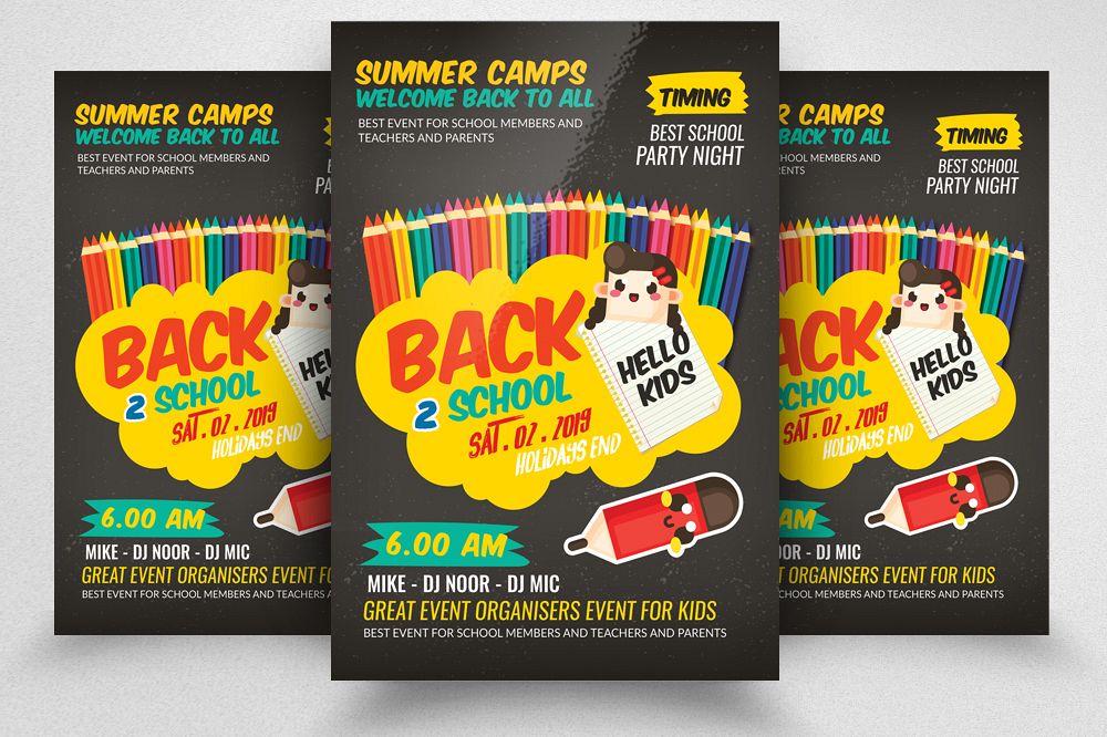 Back To School Party Flyer Template example image 1