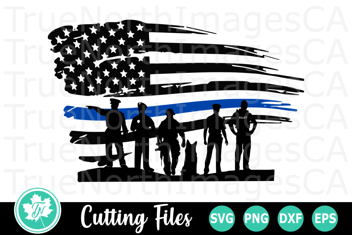 Download Thin Blue LIne Flag Police - An Occupation SVG Cut File