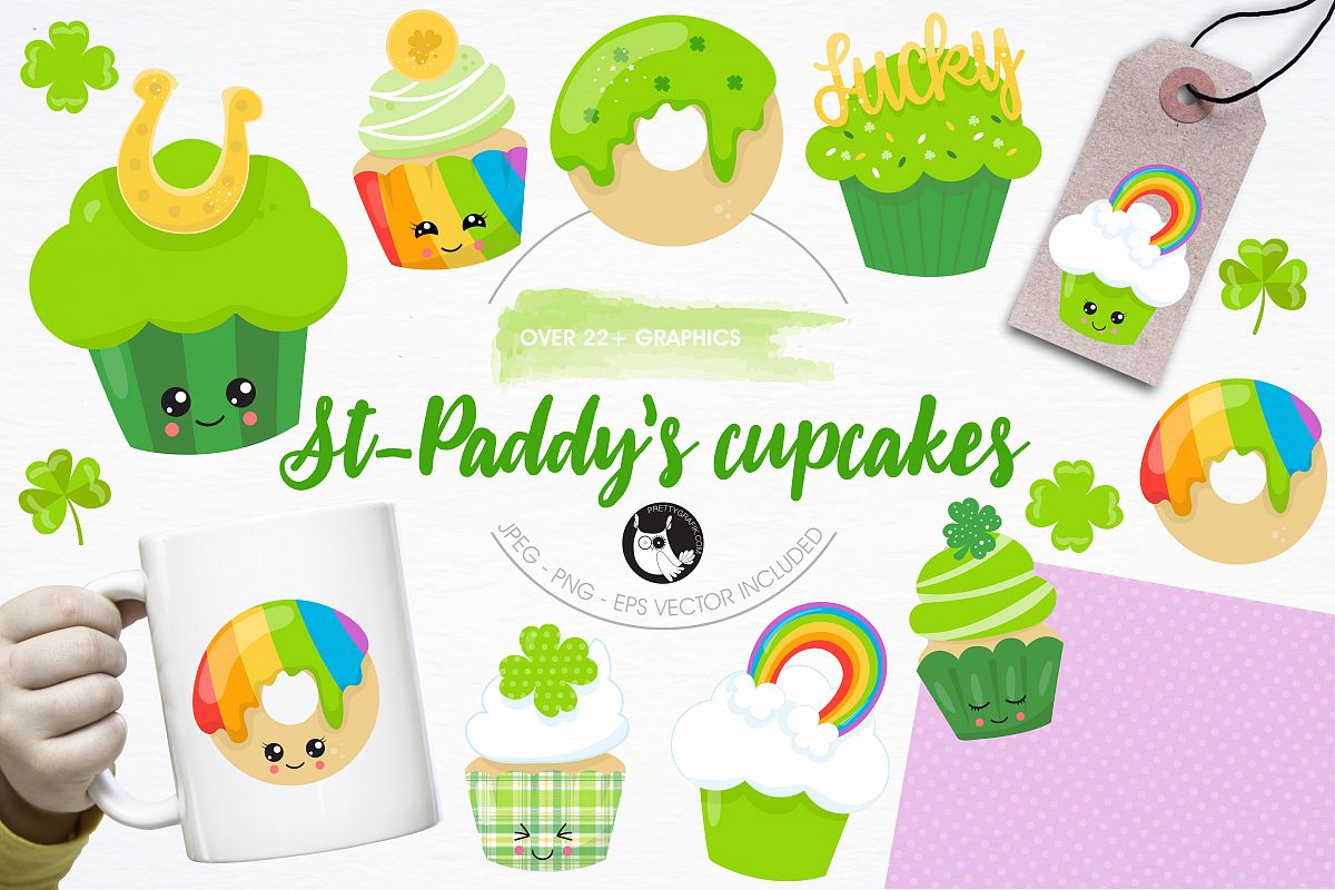 St-Patrick's cupcakes graphics and illustrations example image 1
