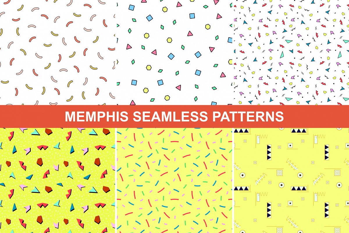 Colorful Memphis Patterns - seamless example image 1