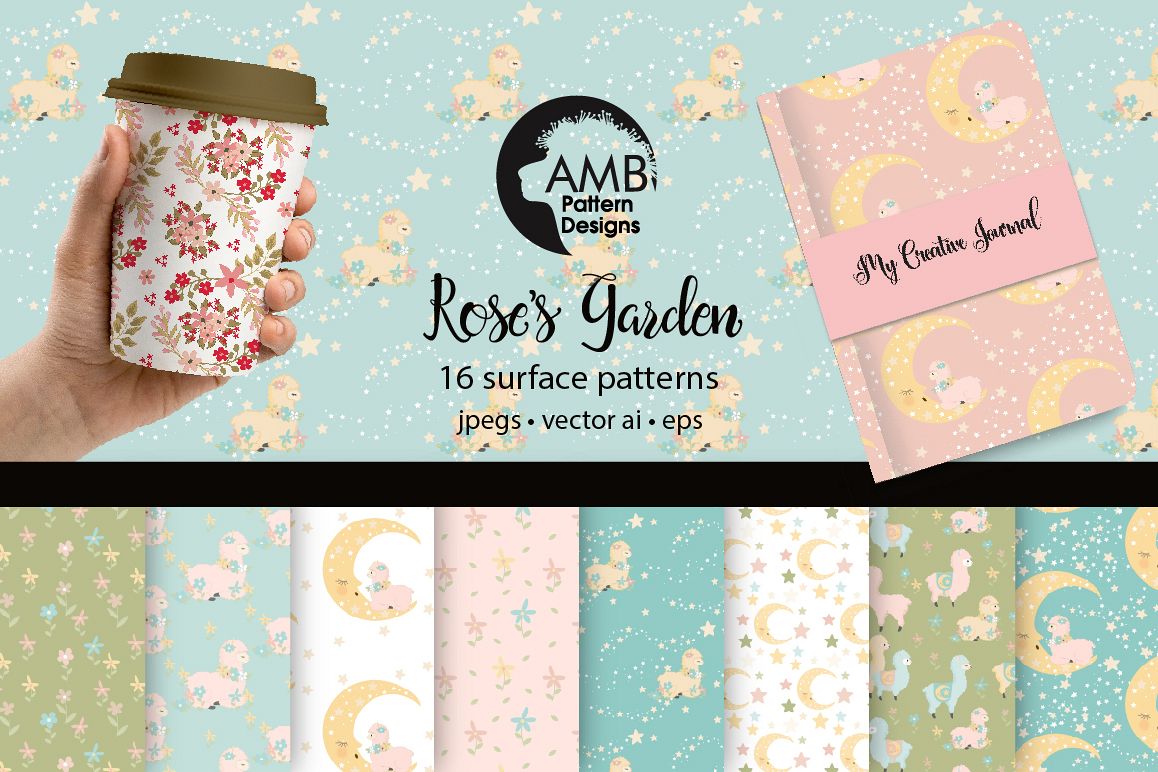 Baby Llama Nursery vector surface patterns AMB-2267 example image 1