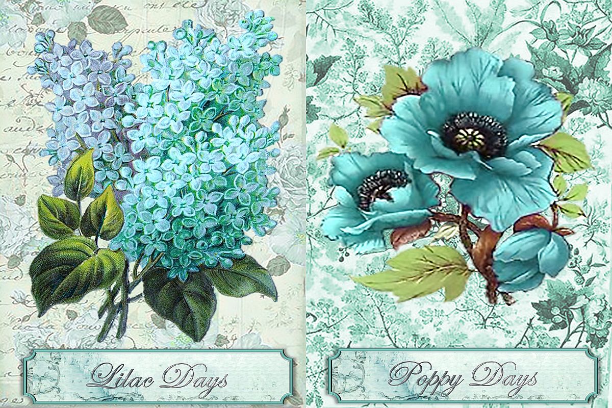 Printable journal pages with decoupage and clipart PNGs CU example image 1