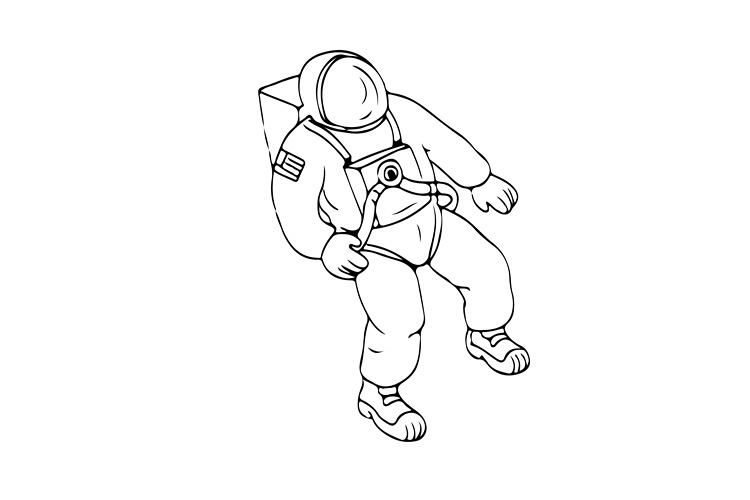 Astronaut Floating in Space Drawing example image 1