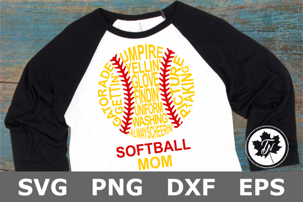 Softball Mom Words - A Sports SVG Cut File example image 1