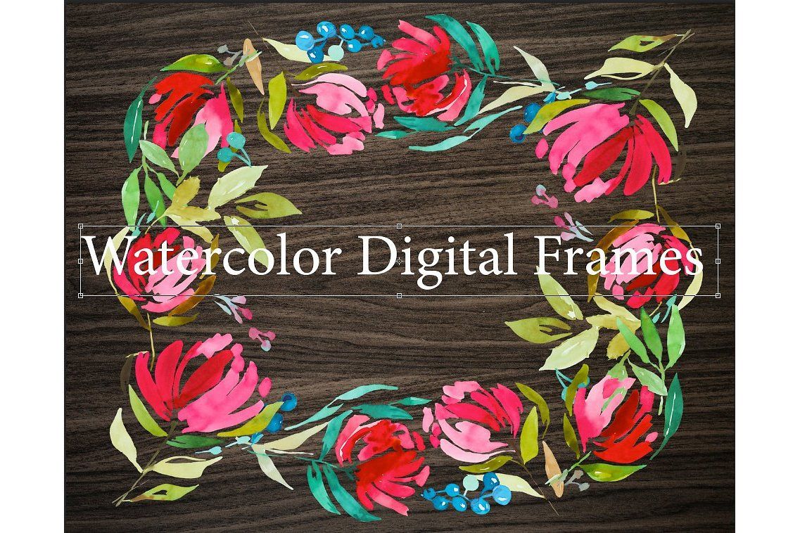 3 Watercolor Digital Frames example image 1