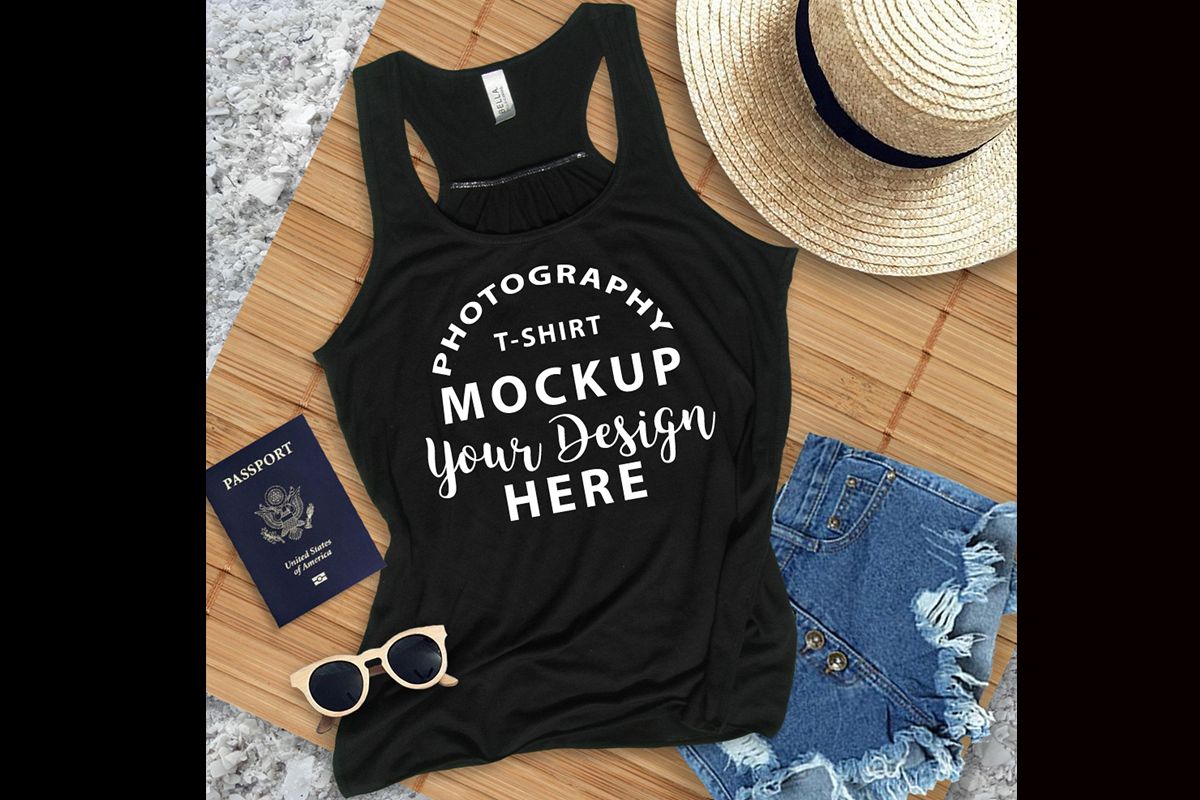 Bella Canvas 8800 tank top mock-up color BLACK example image 1