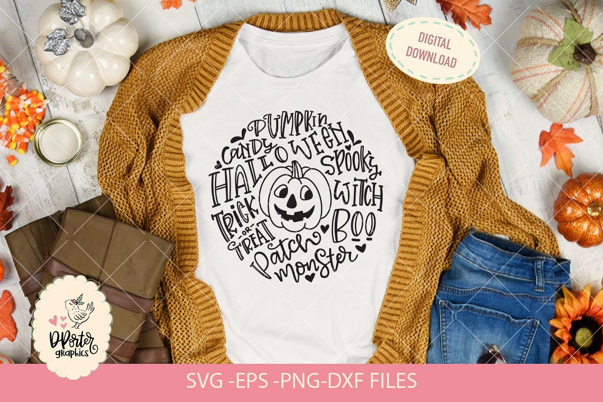 Halloween pumpkin typography svg, trick or treat svg example image 1