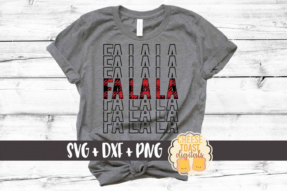 Fa La La - Buffalo Plaid Christmas Mirror Word SVG PNG DXF example image 1