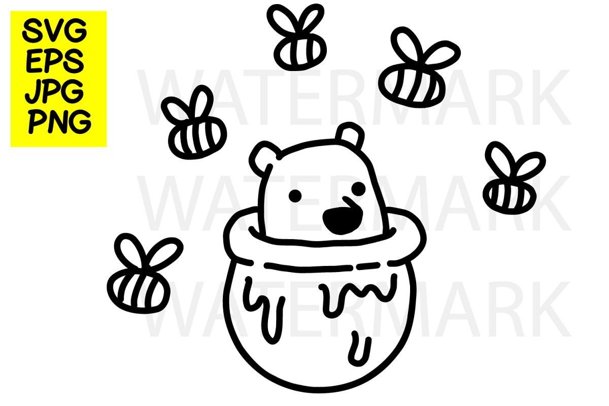 Bear Cub in a honey bottle- SVG-EPS-JPG-PNG example image 1