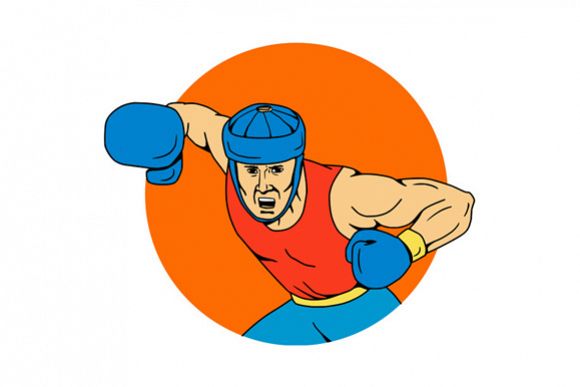 Amateur Boxer Overhead Punch Circle Drawing example image 1