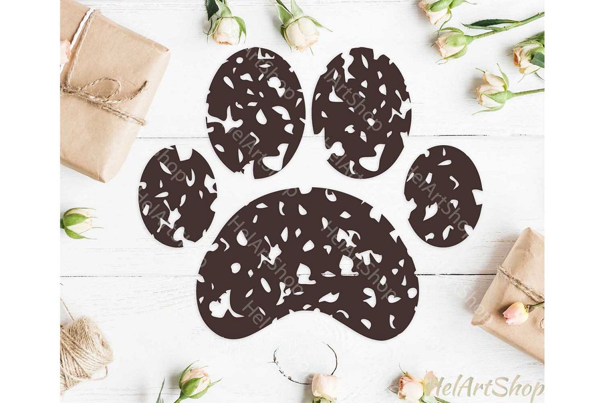 Distressed Paw svg, Dog Paw Svg, Dog Mom svg example image 1