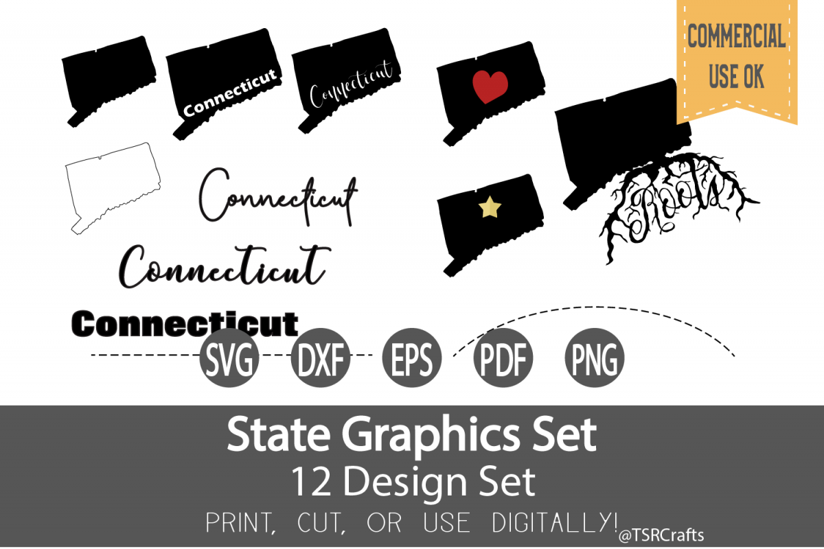 Connecticut State Graphics Set - Clip Art and Digital Cut fi example image 1
