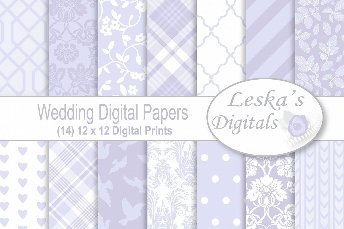 Lavender Wedding Digital Paper example image 1