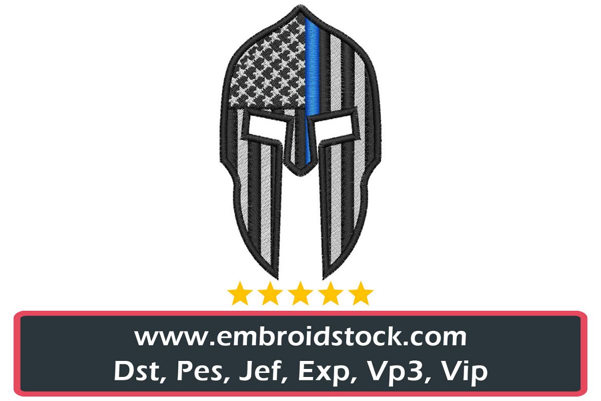 Thin Blue Line Molon Labe Spartan Helmet example image 1