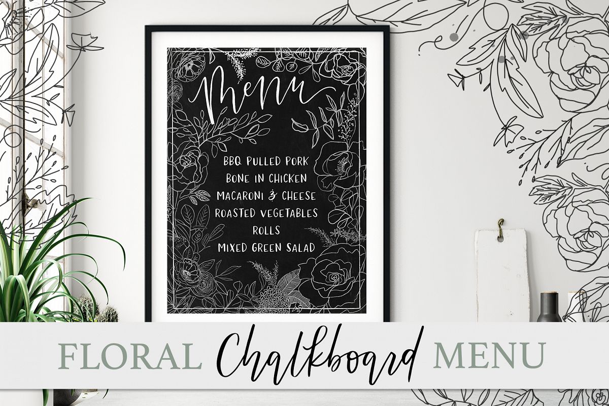 Floral Chalkboard Menu example image 1