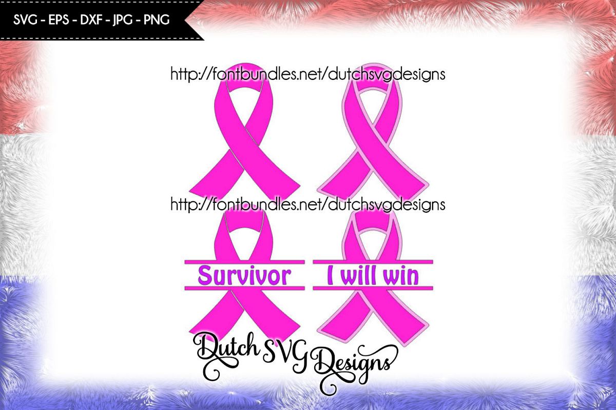 4 Pink ribbon cutting files with text Survivor and I Will Win example image 1
