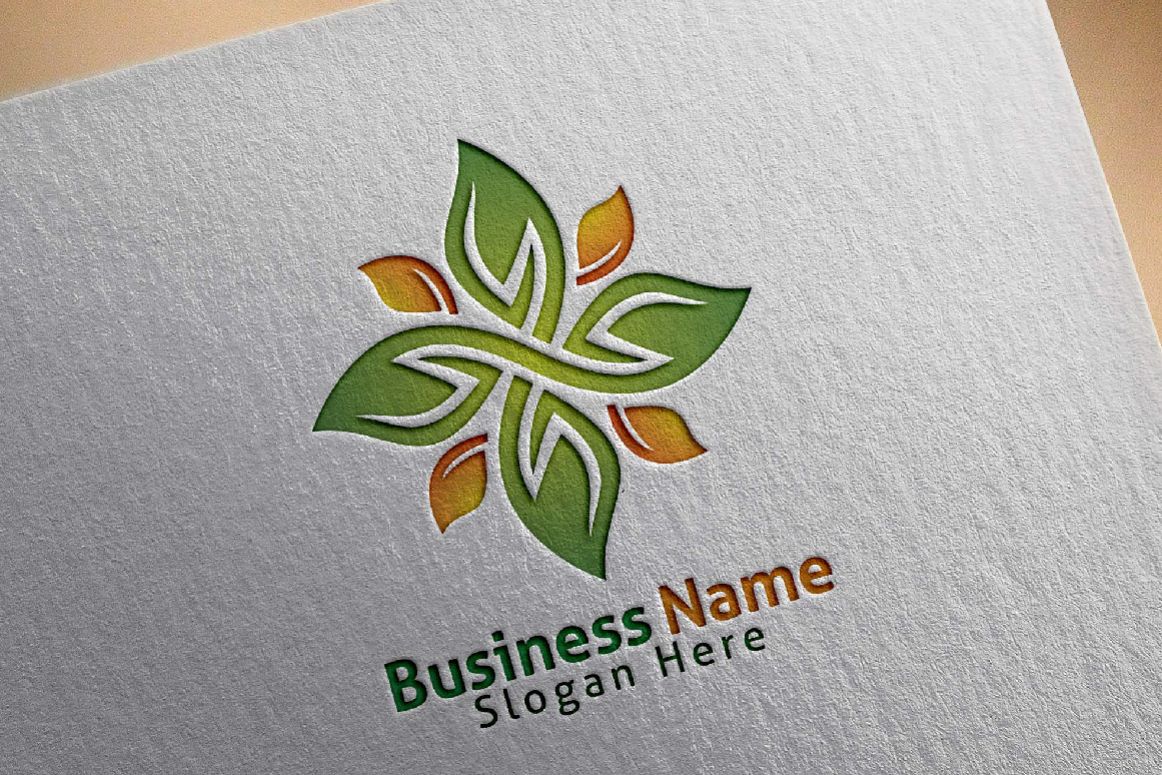 Green leaf ecology yoga logo template example image 1