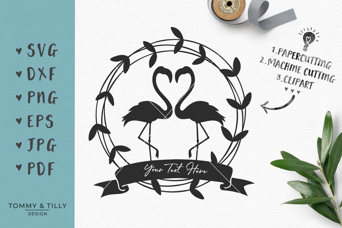 Download Flamingo Wedding Wreath - SVG EPS DXF PNG JPG PDF Cut File ...