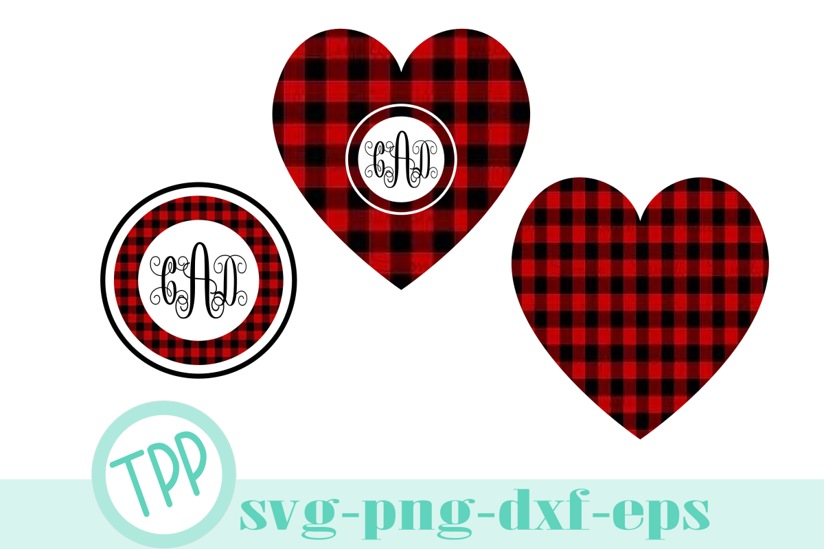 Buffalo Plaid Monogram svg, Holiday cut file bundle example image 1