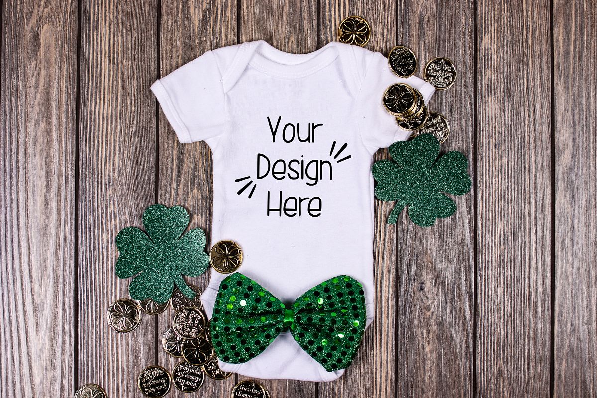 March Baby Suit Mockup 5| St Patricks Day Baby shirt Mockup example image 1