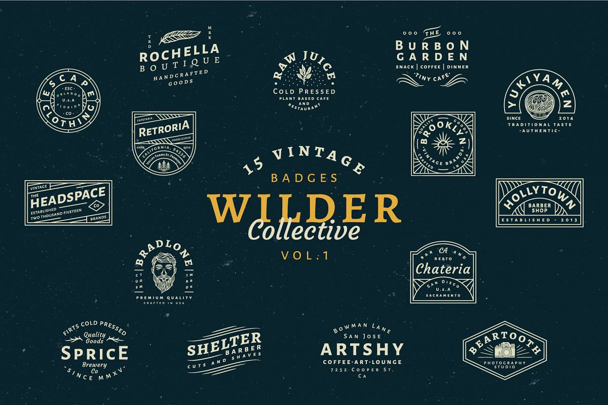 15 Vintage Bagde Logos Vol.1 example image 1