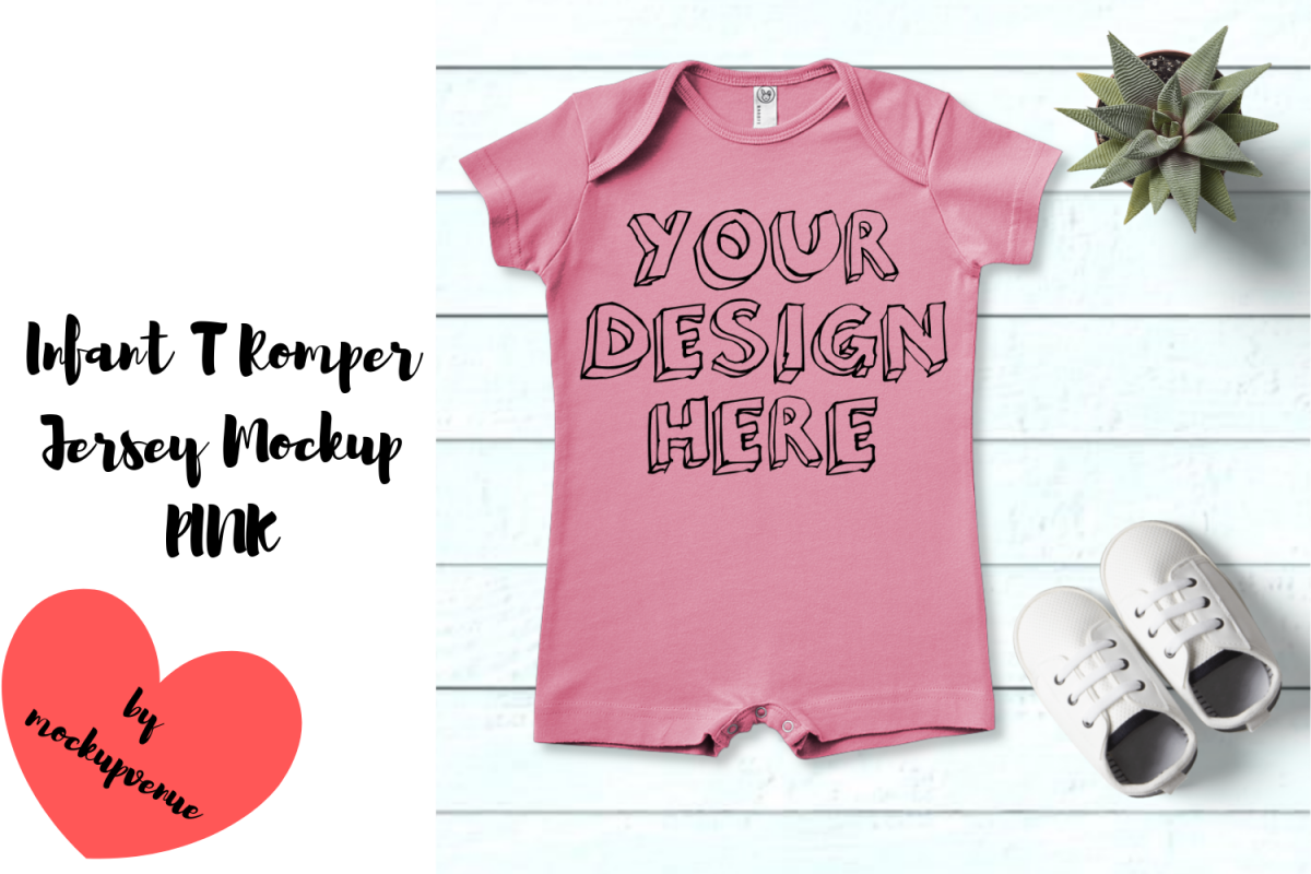 Infant T Romper Jersey Mockup - PINK example image 1