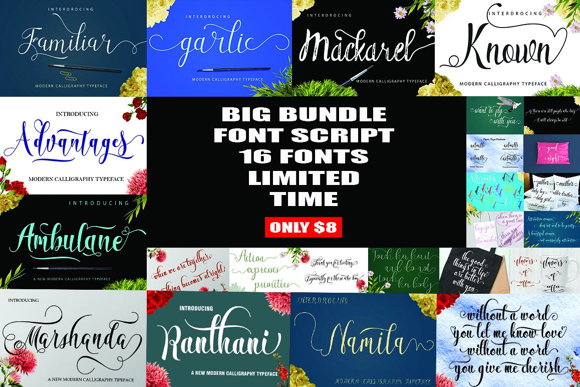 BIG BUNDLE FONT SCRIP example image 1
