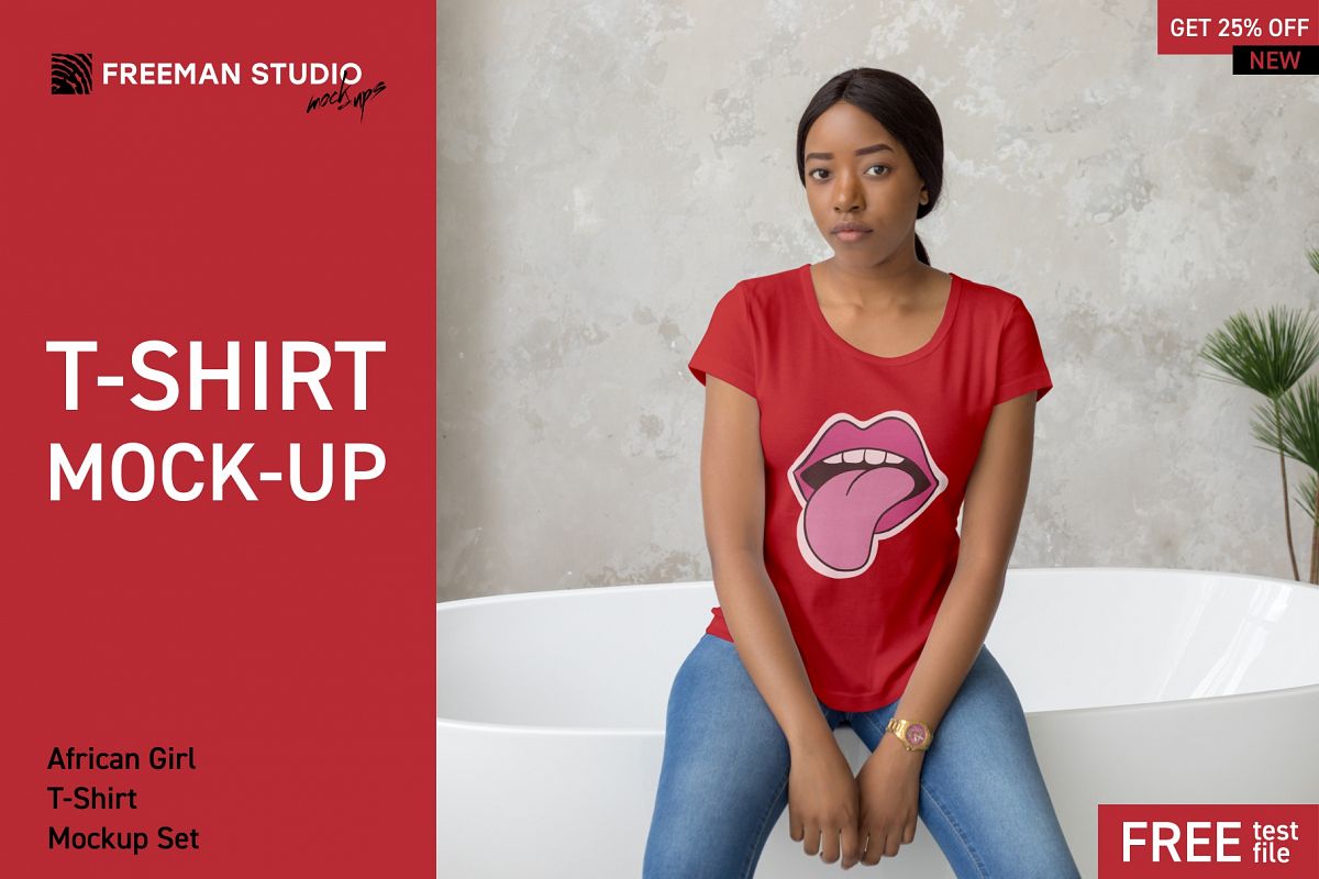 African Girl T-Shirt Mock-Up Set example image 1