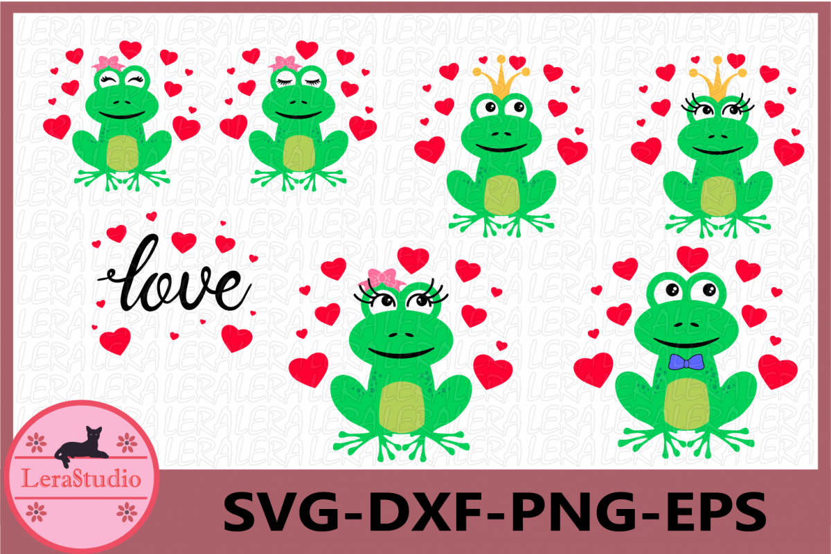 Frog Love SVG, Frog Prince svg, Valentines Day Svg, Love svg example image 1