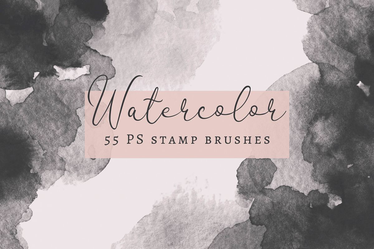 55 PS Watercolor Stamp Brushes example image 1