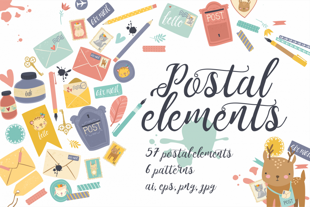 Postal set (eps, ai, png, jpg) example image 1
