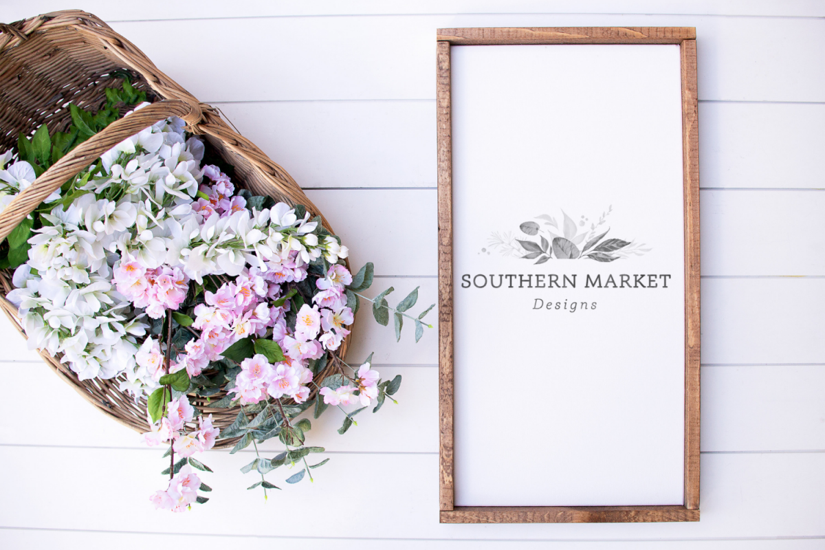 Spring Real Wood 12 x 24 Sign Mock Up | Wood Sign Flat Lay | example image 1